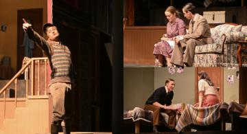 Collage of three photos of the play Brighton Beach Memoirs